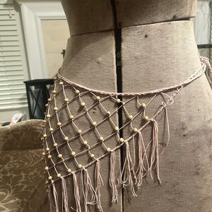 Beaded Fringe Net Belt